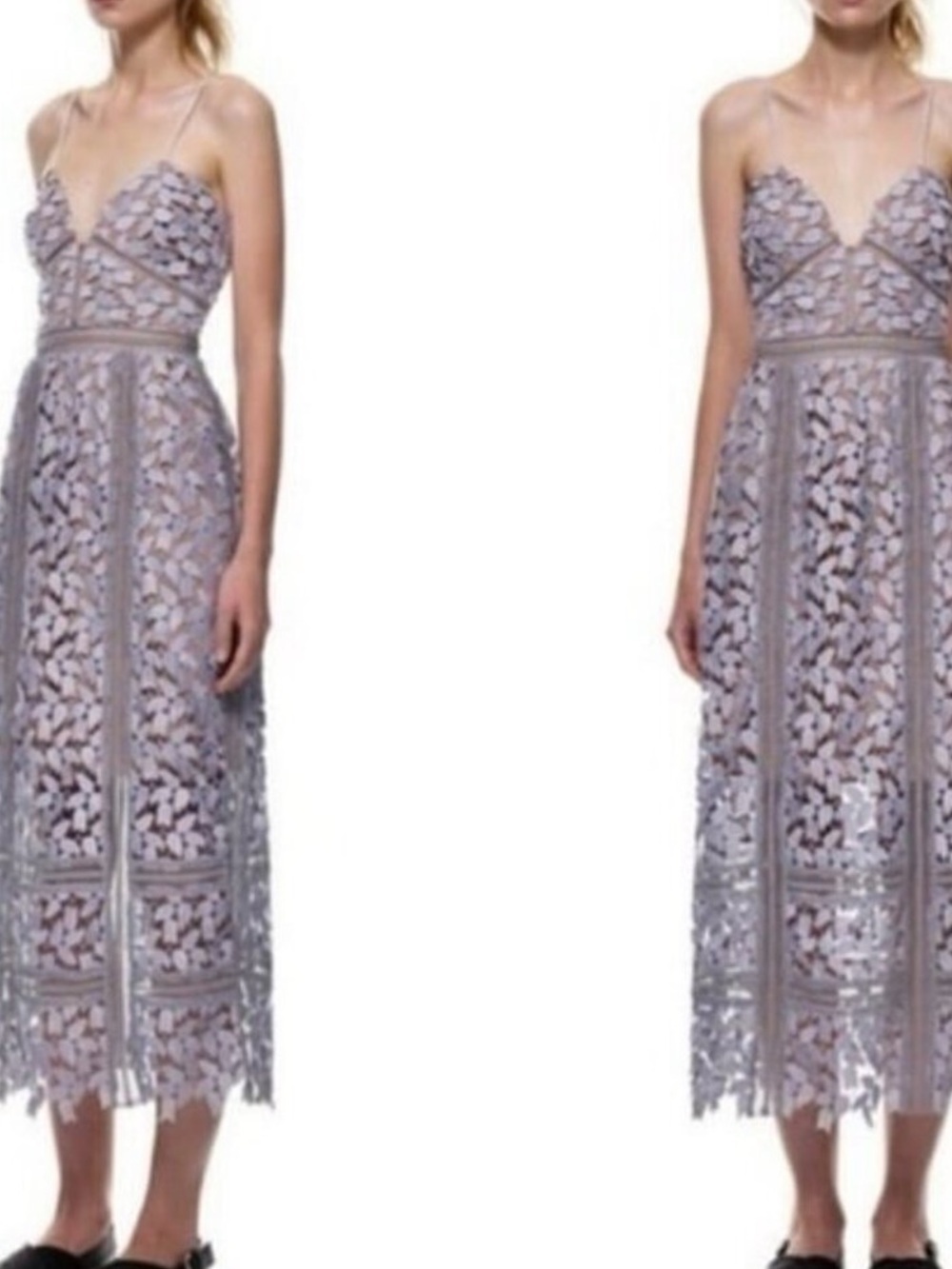 ELLIATT ANTHROPOLOGIE NUDE LILAC TINGLE LACE MIDI DRESS SIZE LARGE